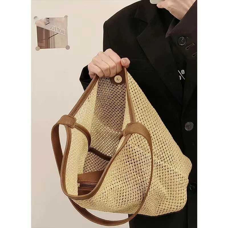 ZARA пляжная соломенная тканая вместительная сумка на одно плечо