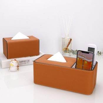 Leather storage tissue box home living room multi-functional paper box paper draw box remote control mobile storage box