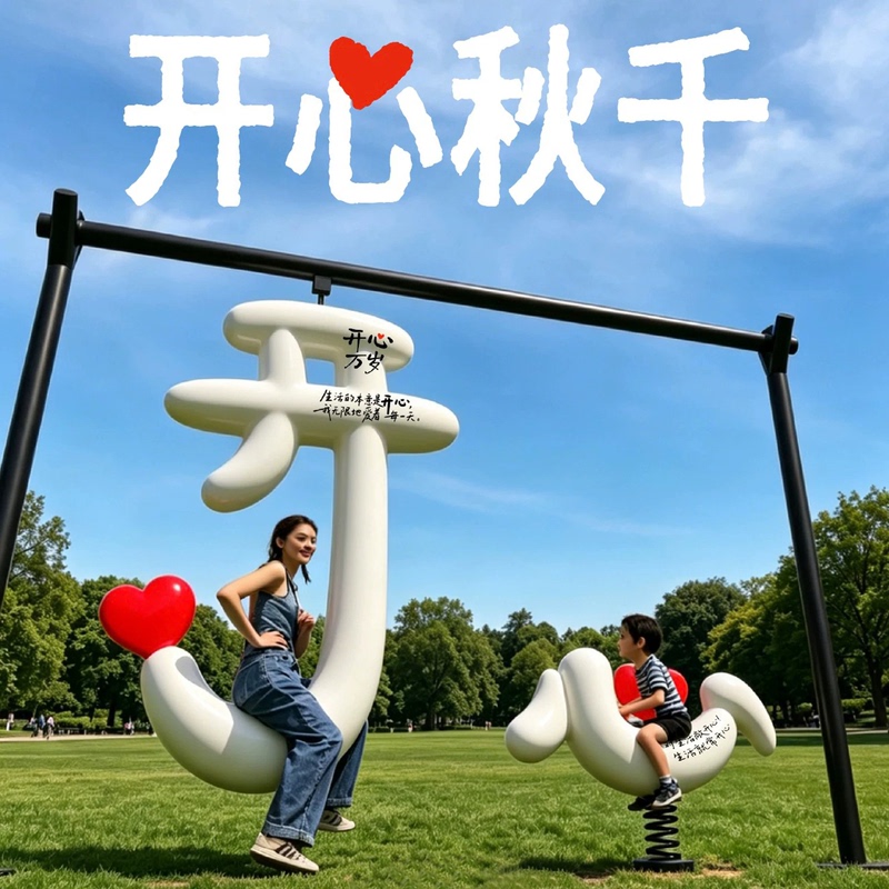 Outdoor Popular Rainbow Cloud Double Swing Seat Decoration for Scenic Spots, Cultural Tourism, Photo-Taking, and Aesthetic Enhancement