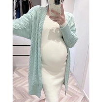 Maternity twist knitted jacket sweater dress suit long skirt long cardigan loose outer wear autumn and winter style
