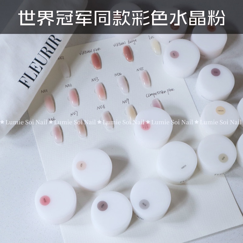Japanese Fleurir Colored Crystal Powder Momi Nail Professional-Grade Crystal Extension Style with Clear Texture