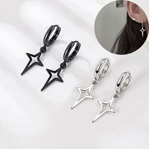 Gothic Punk Style Alloy Drop Earrings Black Silver Color