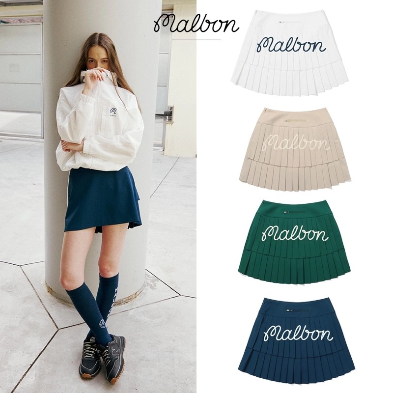 Malbon ゴルフ プリーツスカート 韓国代購 速乾 防走光インナーパンツ