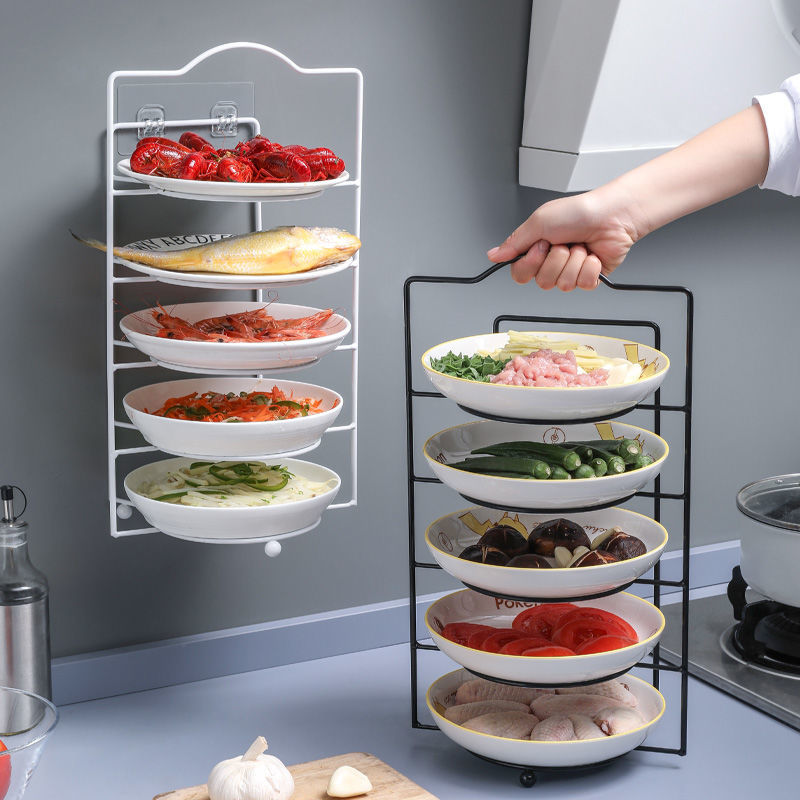 Distribution dish Multilayer preparation of vegetable deities Kitchen Containing Rack Wall-mounted Shelve Table Top Vegetable Multilayer Nets Red Hand-Taobao