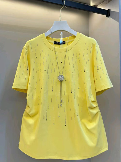 胖妹妹2025短袖大码T恤时尚设计稿遮肉半袖韩版宽松上衣减龄气质