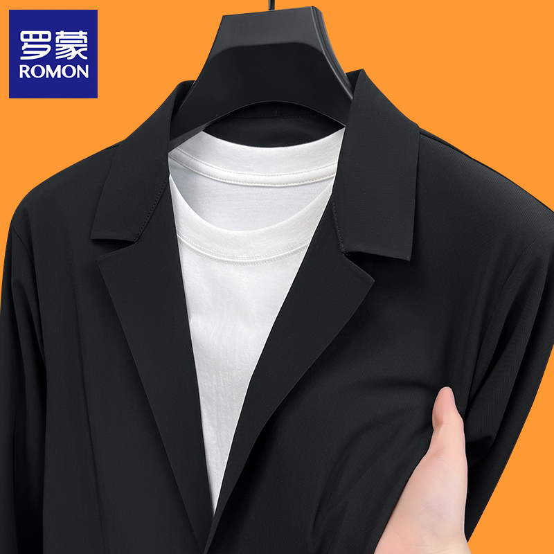 Romon Spring and Summer Thin Sun Protection Suit for Men, Trendy Casual Single-Breasted Ice Silk Sun Protection Jacket, Men's Blazer