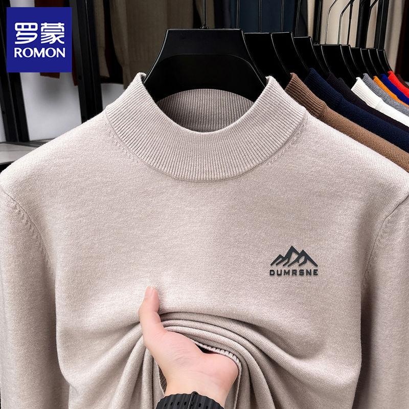 Romon Men's Knitted Sweater Autumn and Winter 2025 New Warm Casual Round Neck Pullover Soft Printed Base Shirt Romon Men's Knitted Sweater Autumn and Winter 2025 New Warm Casual Round Neck Pullover Soft Printed Base Shirt
