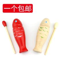 Childrens preschool education red wooden fish Orff percussion instrument teaching aids ring barrel professional kindergarten music teaching aids bangzi