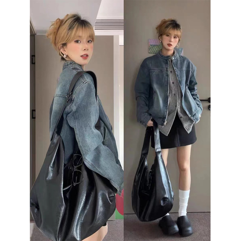 Super Stylish Distressed Denim Jacket for Women, Spring and Autumn, American Retro, Loose Casual Design, Niche Jacket, Denim Clothing