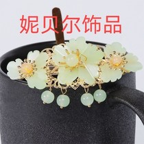 Korean version of the fashion retro style spring clip one-word hair clip for women half-tie Liuli flower hairpin ponytail headdress adult