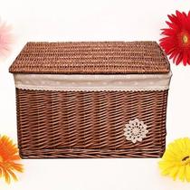 Wicker Baskets Rectangular Wven Storage Basket with Lid