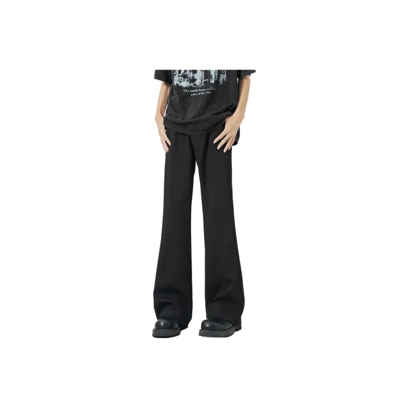David Becken American-Style High Street Trousers, Loose Straight-Leg with a Draping Effect, Slightly Flared, Unisex Casual Long Pants, Basic Solid Color