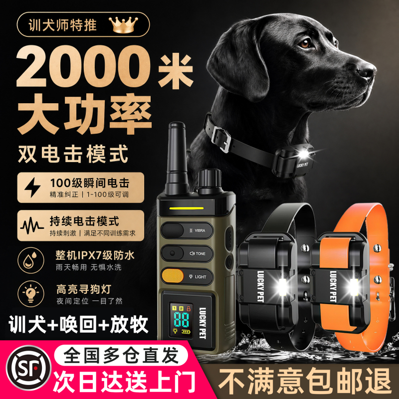 Professional Electric Shock Collar Dog Training Device, Electric Collar 2000m Remote Control Medium and Large Dog Electric Collar Pet Bark Control Device Professional Electric Shock Collar Dog Training Device, Electric Collar 2000m Remote Control Medium and Large Dog Electric Collar Pet Bark Control Device