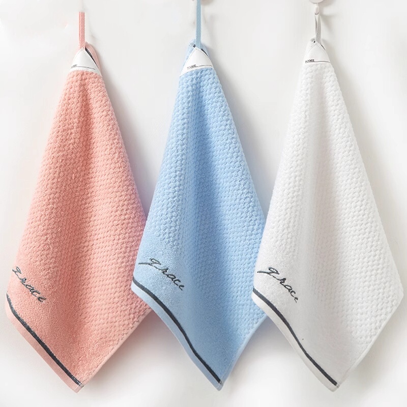 Square Towel, Pure Cotton Hand Towel, Hanging Face Towel, Household Small Towel, All-Cotton Square Shape with Hanging Rope