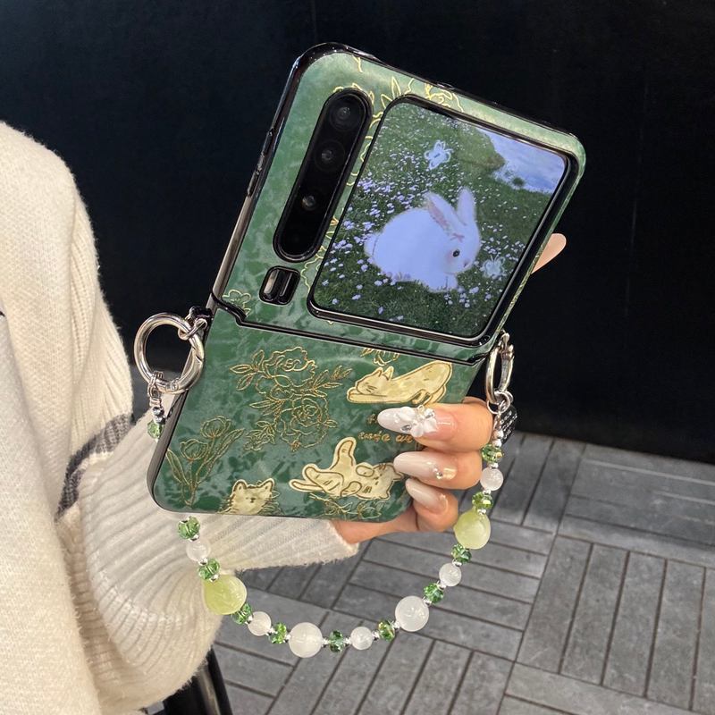 Line Art Rose Cat Design Phone Case for Huawei Pura X, Foldable Screen, Premium Feel, Huawei Pocket 2, Portable, Xiaomi Mix Flip 2, Protective Leather, Samsung Z Flip 7 Fe, Unisex