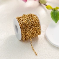 Золотая овальная цепочка ручной работы (10 см за одну часть, несколько выстрелов не порвутся)) TGL29