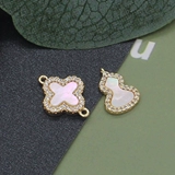 Натуральный аксессуар, подвеска ручной работы, микроинкрустация, четырехлистный клевер