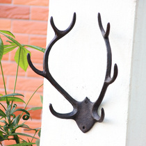 American country style antler decoration wall hanging coat rack creative clothing store entrance retro door wall key hook