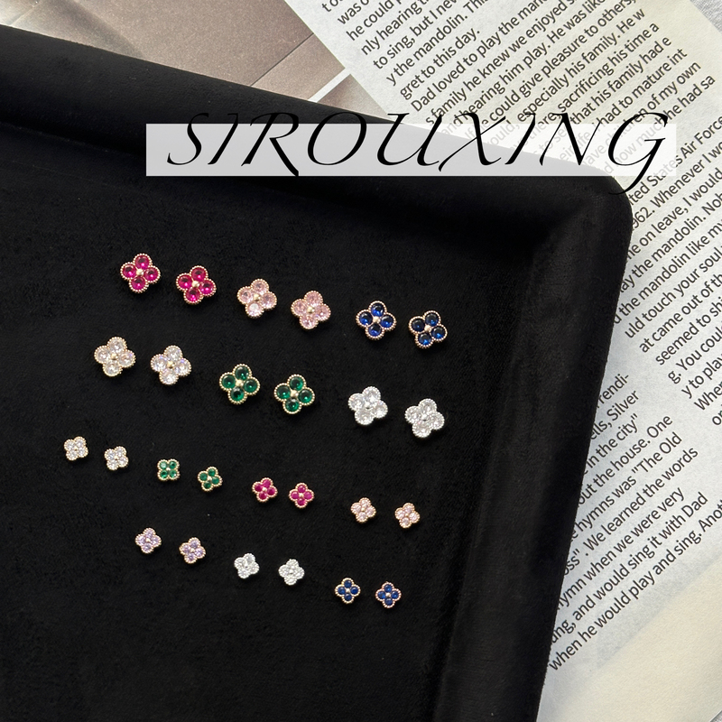 Sirouxing New Luxury Four-Leaf Clover with Diamonds and Zircon Flower Nail Art Accessories, Wealth Flower Series Sirouxing New Luxury Four-Leaf Clover with Diamonds and Zircon Flower Nail Art Accessories, Wealth Flower Series