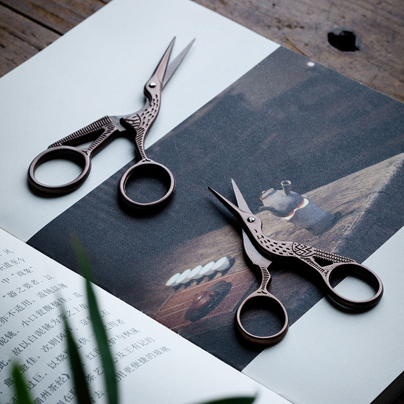 Chen Yifu retro Crane Shaped Scissors Tea Bag Tea Packaging Scissors Kung Fu Japan Style Tea Cut Tea Road Zero Deserve Hand Cut