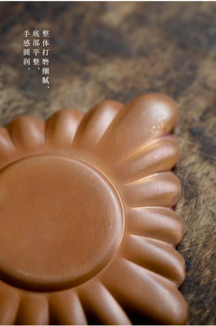 Copper cup mat as carved cup holder manually insulation pad zen saucer heat - resistant iron saucer kung fu tea accessories