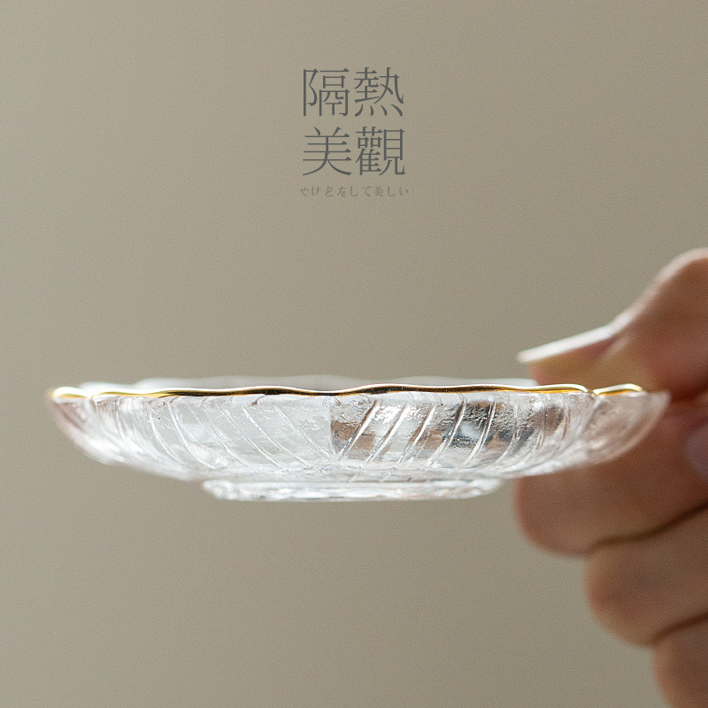 Japanese heat - resistant glass saucer transparent insulation MATS hammer tea cup mat accessories tea saucer
