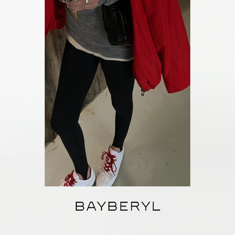 Bayberyl Nine-Point/Footless High-Waisted Stretchy Versatile Comfortable Slim-Fit Stretch Leggings