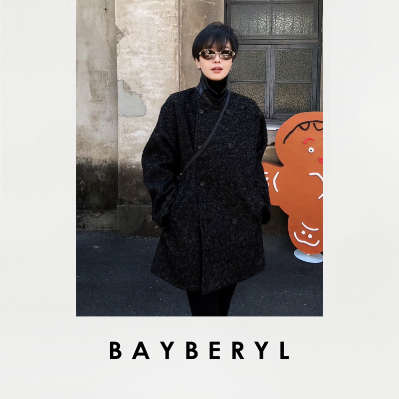 Z6 LAOSHU Merbon* Leather Collar Black and Gray Patchwork Wool Coat 2599 Discounted to 1559.4 Z6 LAOSHU Merbon* Leather Collar Black and Gray Patchwork Wool Coat 2599 Discounted to 1559.4