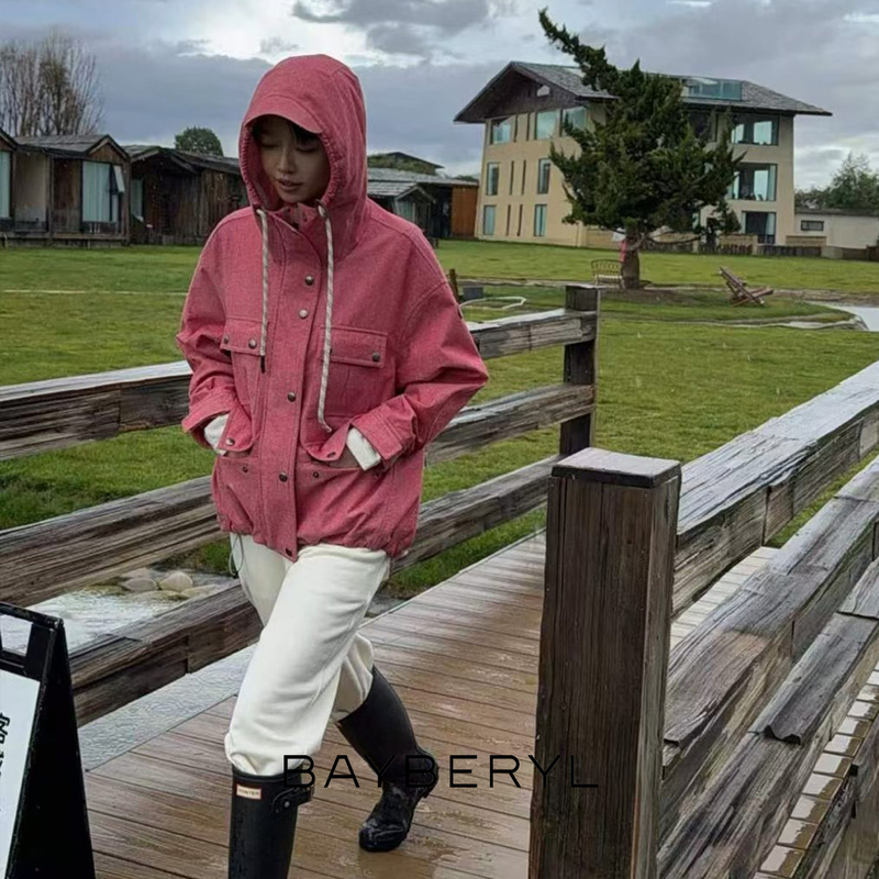 Bayberyl LAOSHU Soft Shell Misty*2 Color Hooded Multi-Pocket Waterproof Jacket