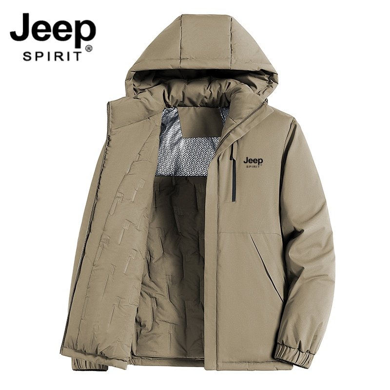 Мужская зимняя пуховая куртка с хлопковой подкладкой JEEP, новый стиль, утолщенная ветрозащитная и теплая повседневная куртка со съемным капюшоном и хлопковой подкладкой