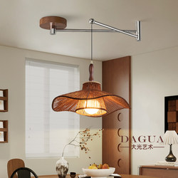 Restaurant Chandelier Ancient Style Rocker Shift Stylish Straw Hat Bar Table Lamp Retro Style Quiet Homestay Dining Room Table Lamp