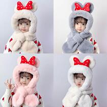 Girl Hat Heating Heating Ear Scarf in Winter Baby Baby Cute Princess plush cap