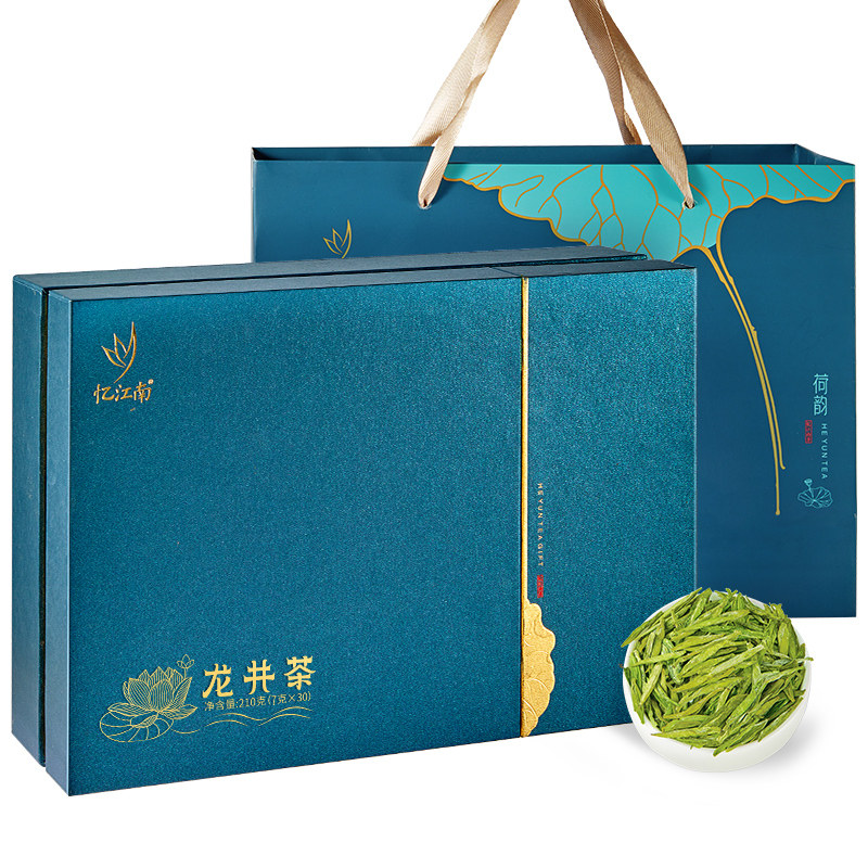 忆江南210g荷韵龙井 新茶绿茶雨前龙井茶荷韵礼盒装210g 节日送礼长辈客户