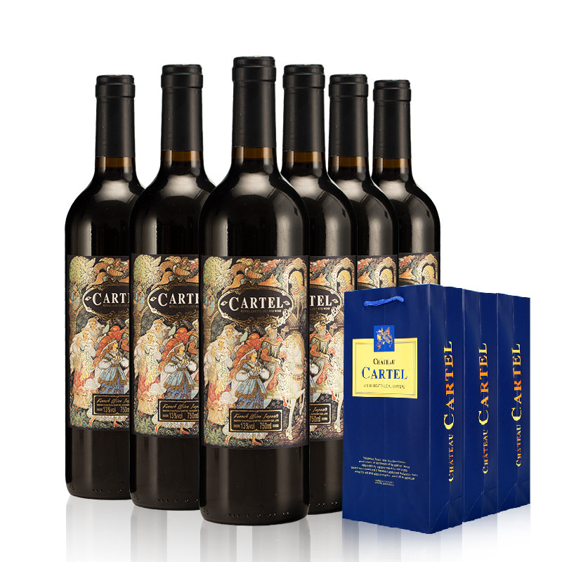 【送3礼袋】卡特尔法国原酒进口皇家红酒葡萄酒750ml*6支