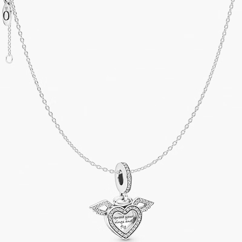 潘多拉PANDORA/天使之翼项链女925银挂件闪耀吊坠心形手链生日礼物女