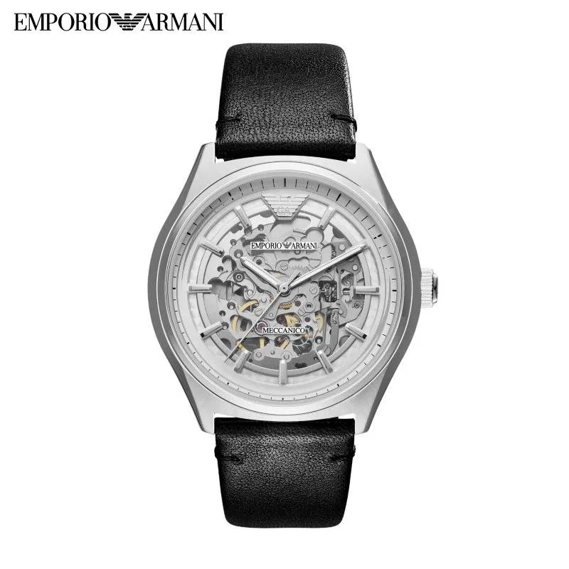 阿玛尼EMPORIO ARMANI Armani阿玛尼手表男时尚大气商务简约正品镂空机械腕表AR60003