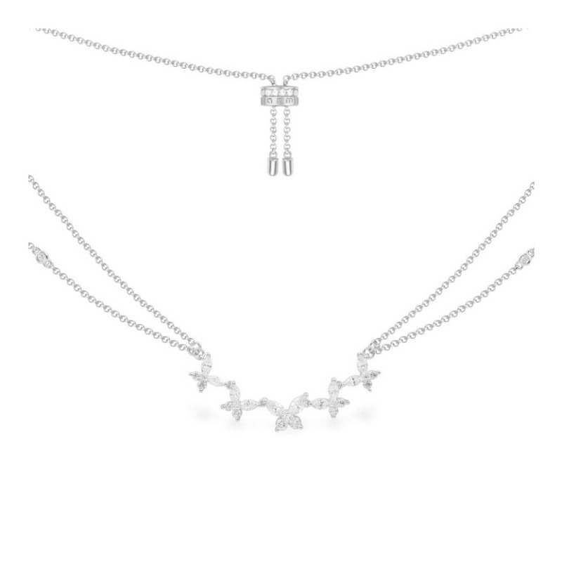 摩纳哥APM蝴蝶双链项链-银白色女士AC6202OX