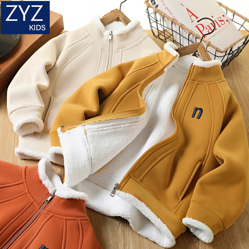Boys' Winter Fleece-Lined Baseball Jacket, Cool and Stylish Windproof Thickened Warm Sports Top Jacket for Older Children Boys' Winter Fleece-Lined Baseball Jacket, Cool and Stylish Windproof Thickened Warm Sports Top Jacket for Older Children