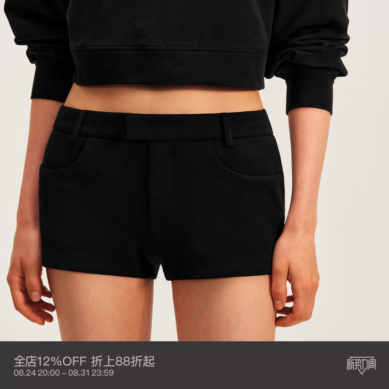 Puki Stretchy Mini Shorts Lyocell Low-Rise Straight Versatile Ultra-Short Slim-Fit Hot Pants Puki Stretchy Mini Shorts Lyocell Low-Rise Straight Versatile Ultra-Short Slim-Fit Hot Pants