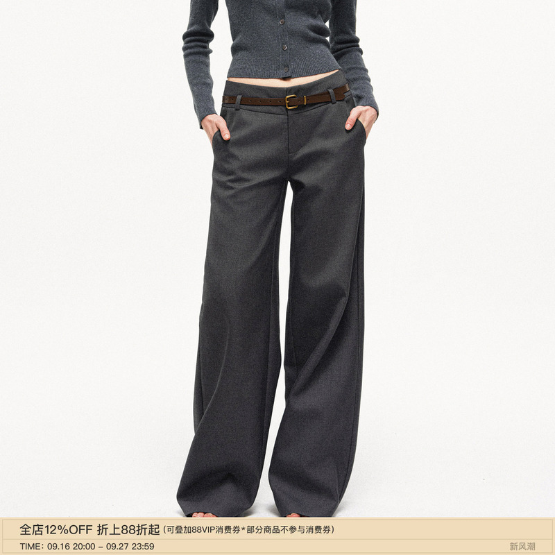 Puki Lyocell Three-Dimensional Cut Wide-Leg Casual Versatile Drapey Low-Waist Straight-Leg Dress Pants Puki Lyocell Three-Dimensional Cut Wide-Leg Casual Versatile Drapey Low-Waist Straight-Leg Dress Pants
