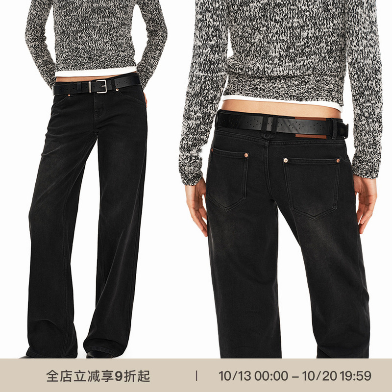 Puki “Commuting Black Cow” Retro Washed Distressed Low-Rise Slightly Stretchy Straight-Leg Fitted Jeans Casual Pants Puki “Commuting Black Cow” Retro Washed Distressed Low-Rise Slightly Stretchy Straight-Leg Fitted Jeans Casual Pants