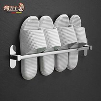 Bathroom-free hole wall mounted slippers toilet stainless steel door behind asphalt frame toilet shoes collection rack