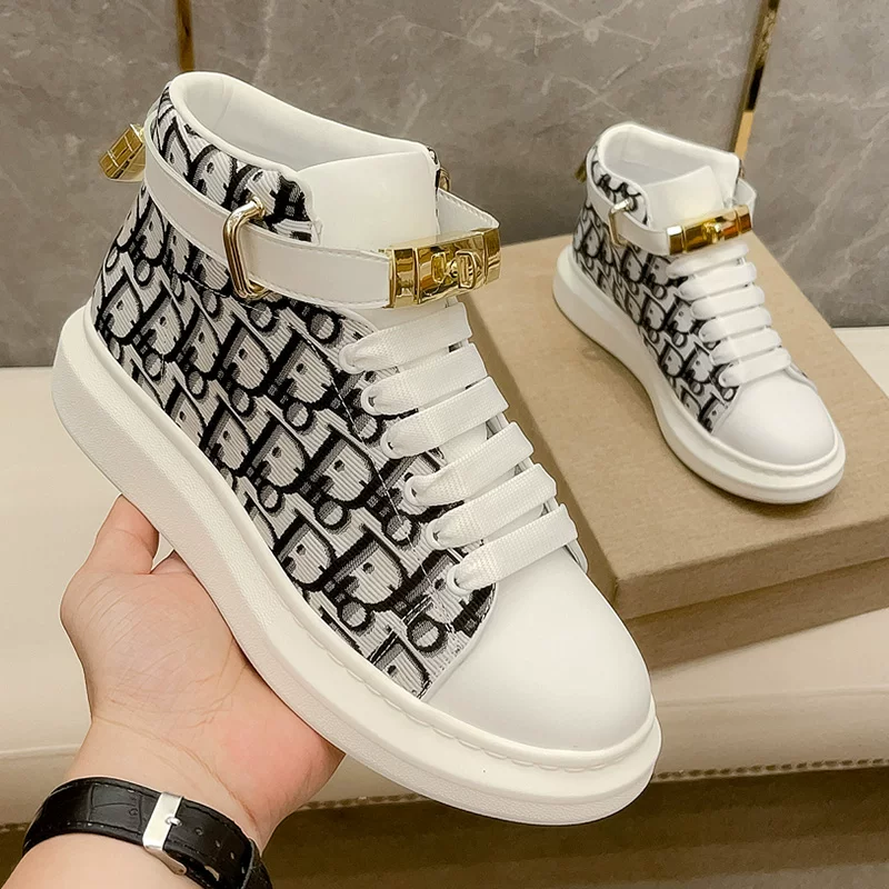 2023 новая осень-зима CD дом письмо принт высокие кроссовки McQueen с кожаной повседневная спортивная обувь мужская мода короткие ботинки