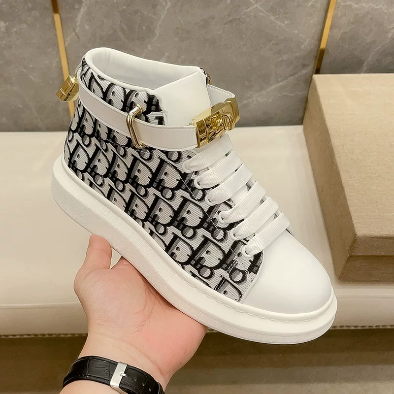 2023 новая осень-зима CD дом письмо принт высокие кроссовки McQueen с кожаной повседневная спортивная обувь мужская мода короткие ботинки