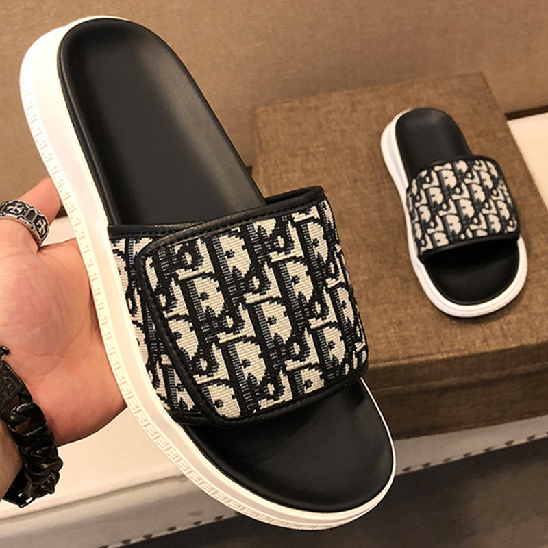 D Brand Genuine Leather Slippers for Men, Summer Non-Slip Soft Sole Slide Sandals, Men's Thick-Soled soft sole Trendy Men's Sandals