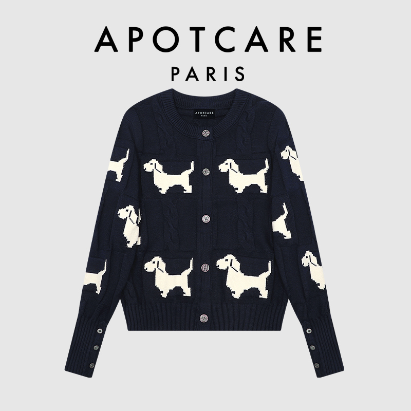 【Autumn/Winter New Arrivals】French Apotcare Official Website Classic Puppy Pattern Sweater for Women 2026 Autumn
