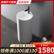 Artificial stone pedestal basin round floor-standing washbasin bathroom toilet Corian integrated basin washbasin