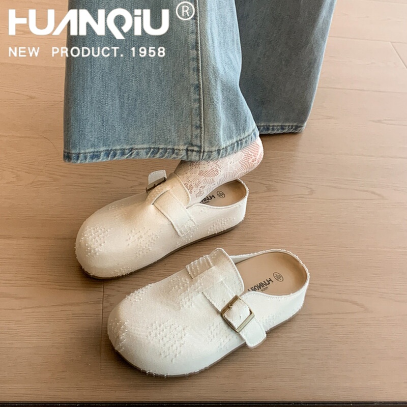 Universal Birkenstock-Style Closed-Toe Half-Slippers for Women, 2026 New Summer Breathable Slip-On Shoes with Hidden Height Increase, Lazy Shoes