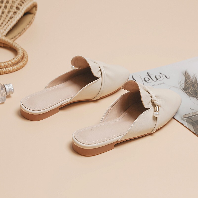 French-Style Closed-Toe Half-Slippers for Women, 2026 New Summer Trendy Slip-On Flat Shoes for Outdoor Wear