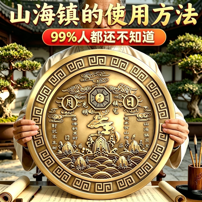 Shanhai Town Pure Brass Old House Door Convex Mirror Pendant, All-Copper, official store Polished Sanhai Ornament